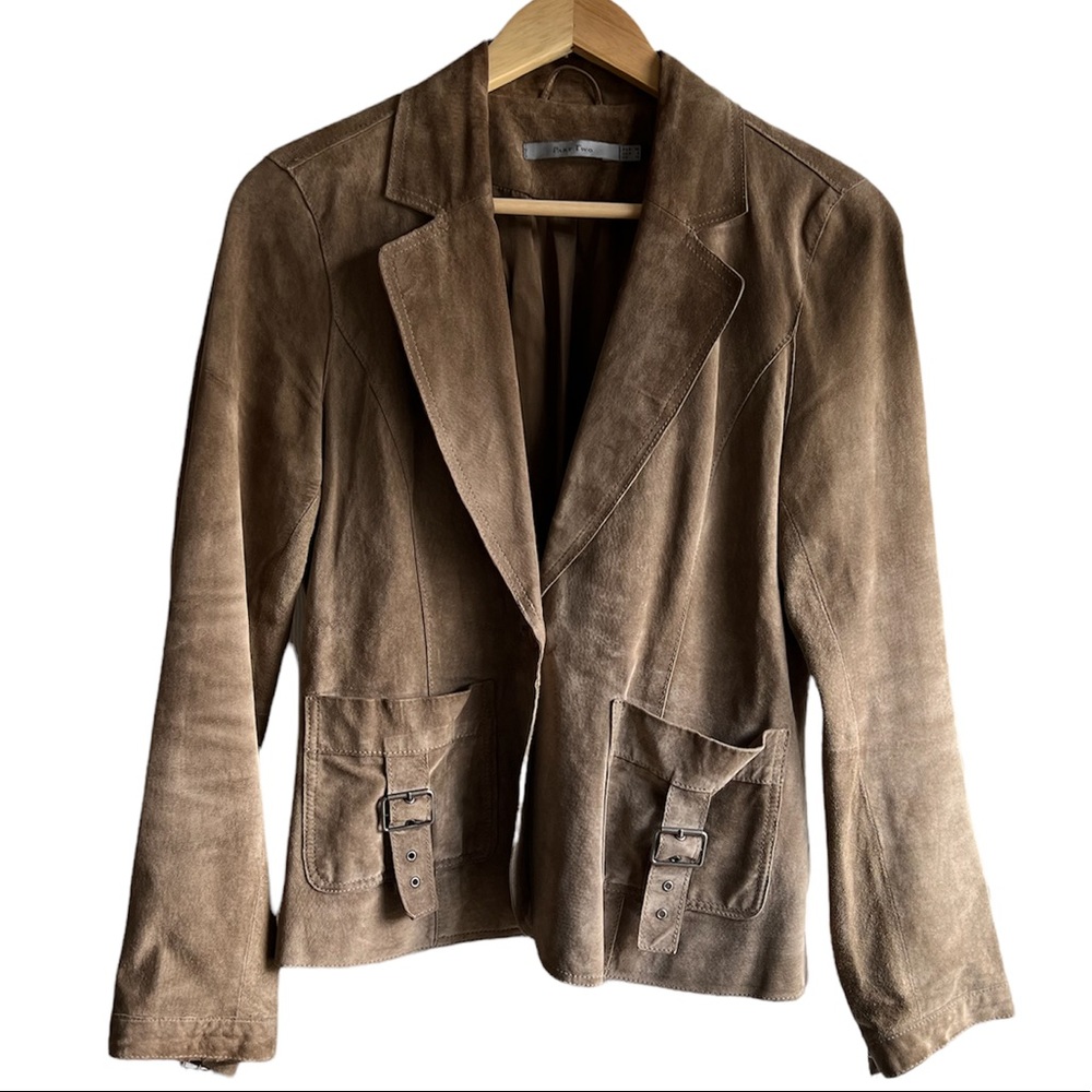Part Two olive suede jacket, size 6/8